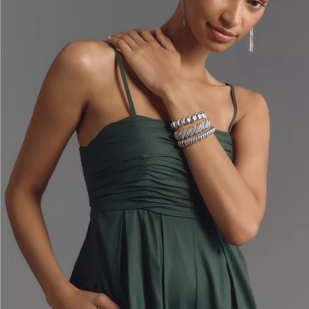 NWT Anthropologie Hutch- Forest Green Spaghetti Strap Wide-Leg Jumpsuit - Picture 3 of 5